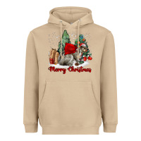 Mushroom Merry Christmas Gray Squirrel Heavyweight Hoodie - LillyAllenDesigns