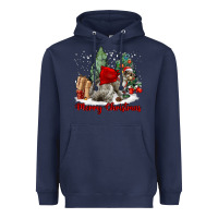 Navy Merry Christmas Gray Squirrel Heavyweight Hoodie - LillyAllenDesigns