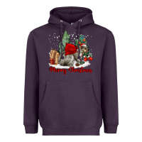Plum Merry Christmas Gray Squirrel Heavyweight Hoodie - LillyAllenDesigns