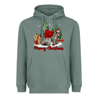 Sage Merry Christmas Gray Squirrel Heavyweight Hoodie - LillyAllenDesigns