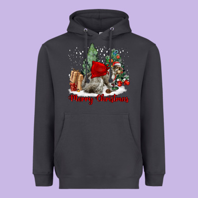 Merry Christmas Gray Squirrel Heavyweight Hoodie Designed By Lillyallendesigns