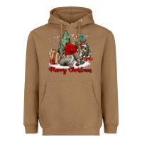 Toasted Coconut Merry Christmas Gray Squirrel Heavyweight Hoodie - LillyAllenDesigns
