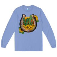 Colony Blue western horseshoe sunflower cactus Long Sleeve Tee - BarkalooDesign