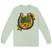 Matcha western horseshoe sunflower cactus Long Sleeve Tee - BarkalooDesign