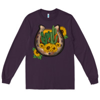 Plum western horseshoe sunflower cactus Long Sleeve Tee - BarkalooDesign
