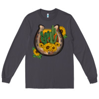 Smoke western horseshoe sunflower cactus Long Sleeve Tee - BarkalooDesign