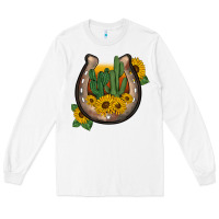 White western horseshoe sunflower cactus Long Sleeve Tee - BarkalooDesign