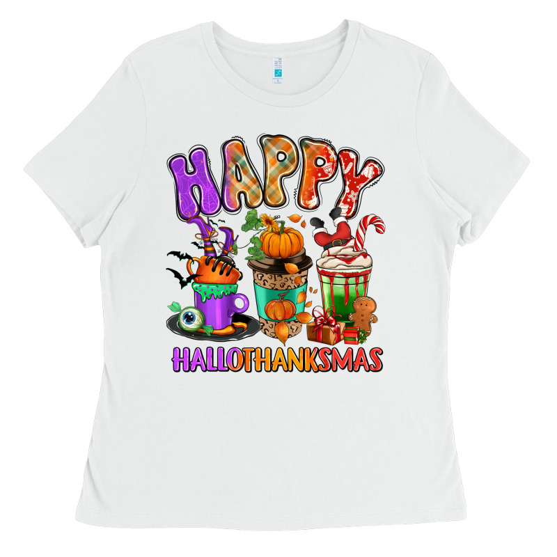 Happy Hallothanksmas Coffee Cups Ladies Tee by RanaPortraitStore | Teevron