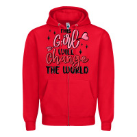 Red this girl will change the world Zipper Hoodie - MaliasSmallBusiness
