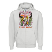 Dove Grey she kinda buck wild with bull skull Zipper Hoodie - NancyCooperArtShop