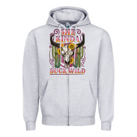 Heather Grey she kinda buck wild with bull skull Zipper Hoodie - NancyCooperArtShop