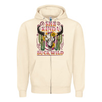 Sandshell she kinda buck wild with bull skull Zipper Hoodie - NancyCooperArtShop