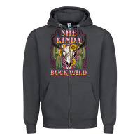 Smoke she kinda buck wild with bull skull Zipper Hoodie - NancyCooperArtShop