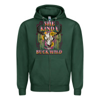 Sports Green she kinda buck wild with bull skull Zipper Hoodie - NancyCooperArtShop