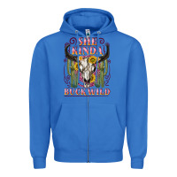 True Royal she kinda buck wild with bull skull Zipper Hoodie - NancyCooperArtShop