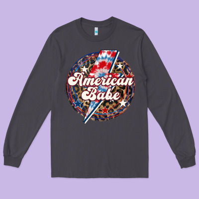 Western American Babe Patriotic Long Sleeve Tee Designed By Lillyallendesigns