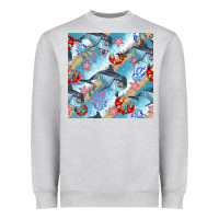Heather Grey dolphin and crab seamless pattern Heavyweight Sweatshirt - BundleAndBundleShop