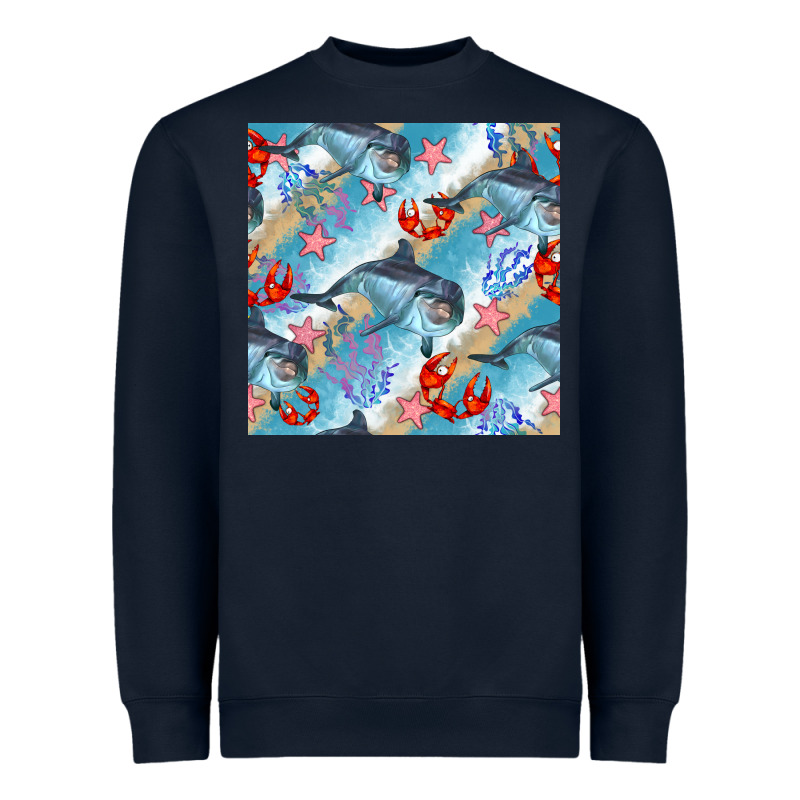 Dolphin And Crab Seamless Pattern Heavyweight Sweatshirt by BundleAndBundleShop | Teevron