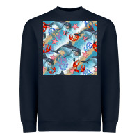 Navy dolphin and crab seamless pattern Heavyweight Sweatshirt - BundleAndBundleShop