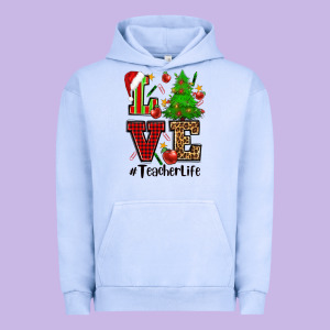 Love Teacher Life Christmas Urban Hoodie Designed By Cowgirlartshop
