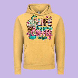 Life Happens Coffee  Helps Vintage Hoodie Designed By Adodesignshop