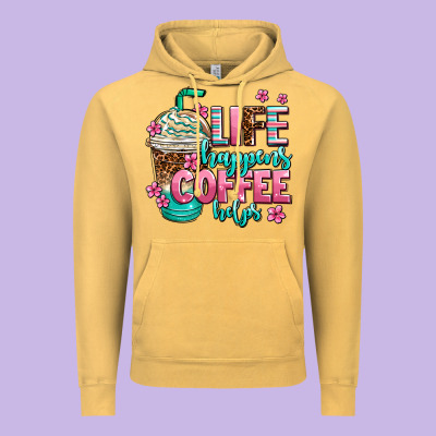 Life Happens Coffee  Helps Vintage Hoodie Designed By Adodesignshop