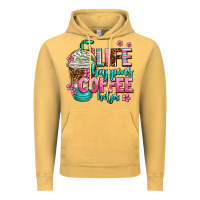Vintage Mustard life happens coffee  helps Vintage Hoodie - AdoDesignShop