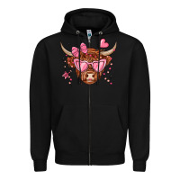 Black valentines day long haired cow Zipper Hoodie - MaliasSmallBusiness