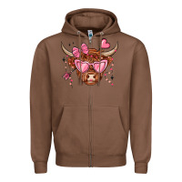 Chestnut valentines day long haired cow Zipper Hoodie - MaliasSmallBusiness