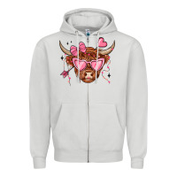 Dove Grey valentines day long haired cow Zipper Hoodie - MaliasSmallBusiness