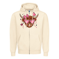 Sandshell valentines day long haired cow Zipper Hoodie - MaliasSmallBusiness