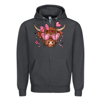 Smoke valentines day long haired cow Zipper Hoodie - MaliasSmallBusiness