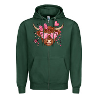 Sports Green valentines day long haired cow Zipper Hoodie - MaliasSmallBusiness