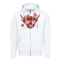 White valentines day long haired cow Zipper Hoodie - MaliasSmallBusiness