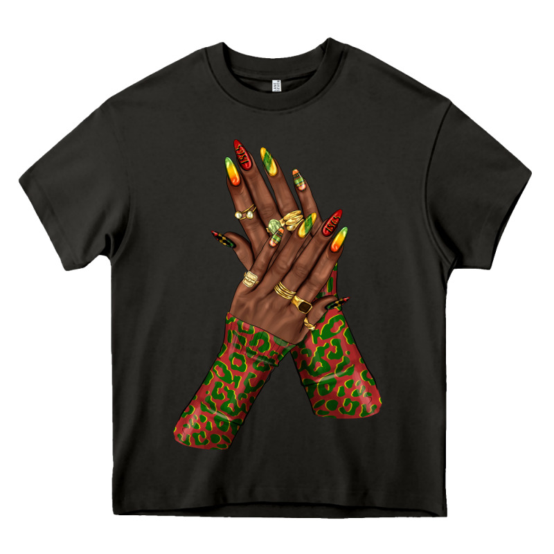 Juneteenth Nail Art With Afro Hand Heavy Core Tee by texasbilliewilder | Teevron