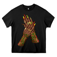 Black juneteenth nail art with afro hand Heavy Core Tee - texasbilliewilder