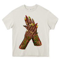 Cream juneteenth nail art with afro hand Heavy Core Tee - texasbilliewilder