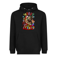 Black t rex merry rexmas Heavyweight Hoodie - LillyAllenDesigns