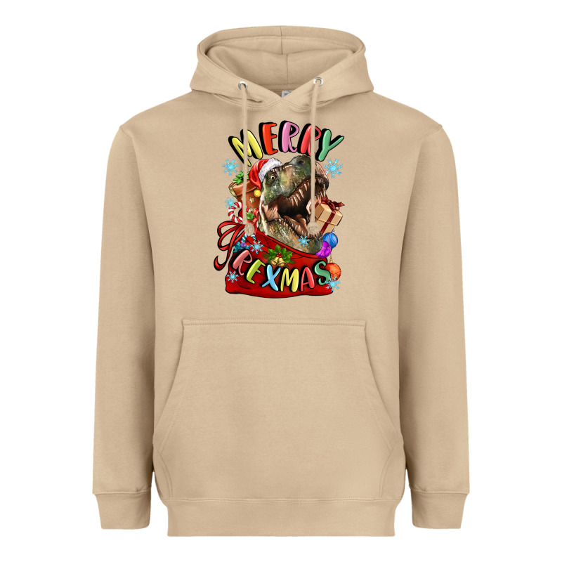 T Rex Merry Rexmas Heavyweight Hoodie by LillyAllenDesigns | Teevron