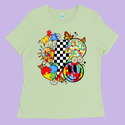 Retro Autism Awareness Ladies Tee Designed By Jahusdesignshop