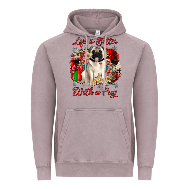 Christmas Life Is Better With A Pug Vintage Hoodie by JahusDesignShop | Teevron