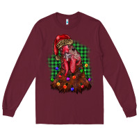 Burgundy christmas rooster Long Sleeve Tee - BarkalooDesign