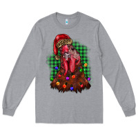 Heather Grey christmas rooster Long Sleeve Tee - BarkalooDesign
