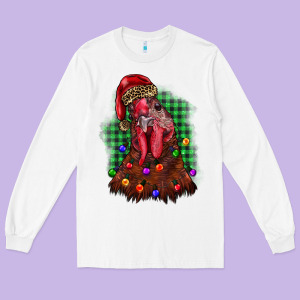 Christmas Rooster Long Sleeve Tee Designed By Barkaloodesign