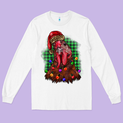 Christmas Rooster Long Sleeve Tee Designed By Barkaloodesign