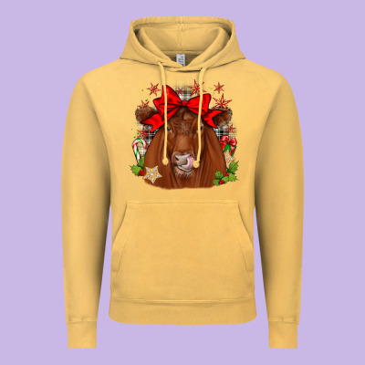 Christmas Red Angus Vintage Hoodie Designed By Jahusdesignshop