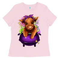 Bubblegum Pink Halloween Heifer Ladies Tee - RanaPortraitStore