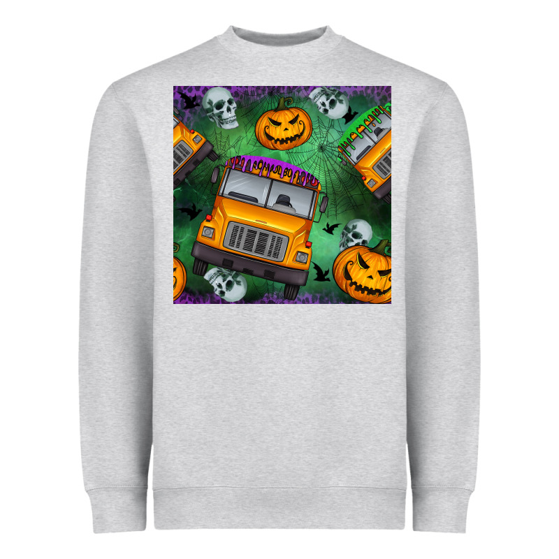 Halloween Bus And Pumpkin Seamless Pattern Heavyweight Sweatshirt by BundleAndBundleShop | Teevron
