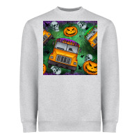 Heather Grey halloween bus and pumpkin seamless pattern Heavyweight Sweatshirt - BundleAndBundleShop