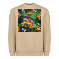 Mushroom halloween bus and pumpkin seamless pattern Heavyweight Sweatshirt - BundleAndBundleShop